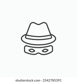 Spionagesymbol mit dünner Umrisslinie.