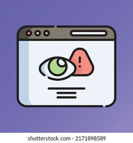 Spy Icon Vector Illustration. Flaches Outline Cartoon. Cybersicherheitssymbol-Konzept isolierter Premium-Vektorgrafik