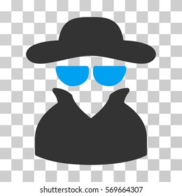 Spy icon. Vector illustration style is flat iconic bicolor symbol, blue and gray colors, transparent background. Designed for web and software interfaces.