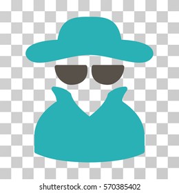 Spy icon. Vector illustration style is flat iconic bicolor symbol, grey and cyan colors, transparent background. Designed for web and software interfaces.