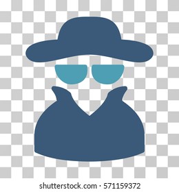 Spy icon. Vector illustration style is flat iconic bicolor symbol, cyan and blue colors, transparent background. Designed for web and software interfaces.