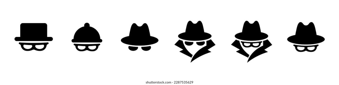 Spy icon vector or incognito icon, logo illustration 10 eps.