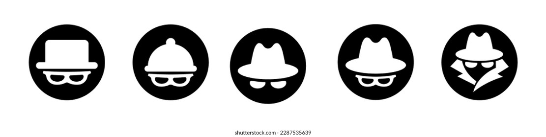 Spy icon vector or incognito icon, logo, vector illustration.