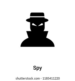 Spy icon vector isolated on white background, logo concept of Spy sign on transparent background, filled black symbol
