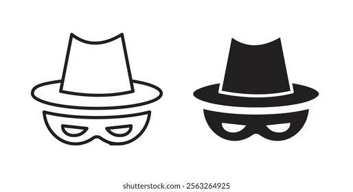 Spy icons in flat and line style set.