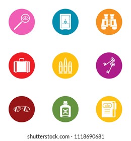 Spy icons set. Flat set of 9 spy vector icons for web isolated on white background