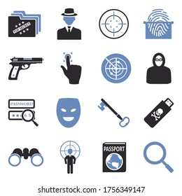 Spy Icons. Two Tone Flat Design. Vector Illustration.