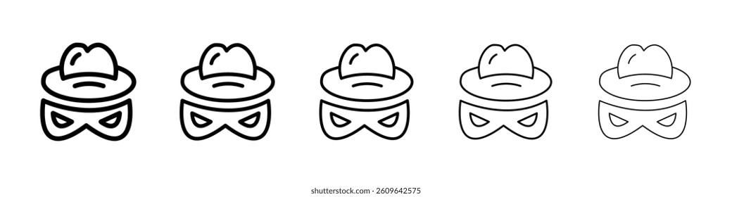 Spy icons vectors set in different stroke lines