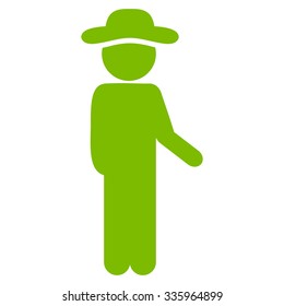 Spy Idler vector icon. Style is flat symbol, eco green color, rounded angles, white background.