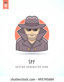 Spy intelligence agent scout private investigator illustration People lifestyle and occupation Colorful and stylish flat vector character icon