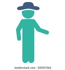 Spy Invitation vector icon. Style is bicolor flat symbol, cobalt and cyan colors, rounded angles, white background.