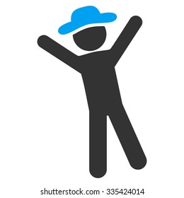 Spy Joy vector icon. Style is bicolor flat symbol, blue and gray colors, rounded angles, white background.