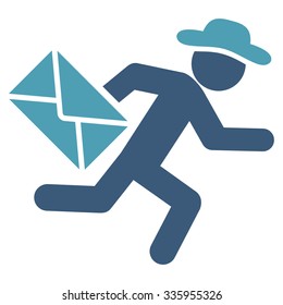 Spy Mail Courier vector icon. Style is bicolor flat symbol, cyan and blue colors, rounded angles, white background.
