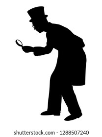 Spy Man Magnifying Glass Silhouette Vector Stock Vector (Royalty Free ...