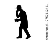 Spy man silhouette talking on the mobile phone