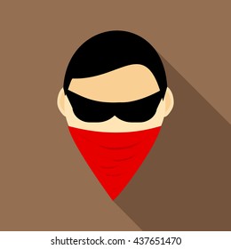 Spy in mask icon, flat style