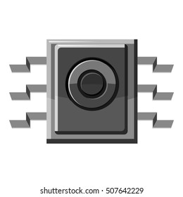 Spy microchip icon. Gray monochrome illustration of spy microchip vector icon for web