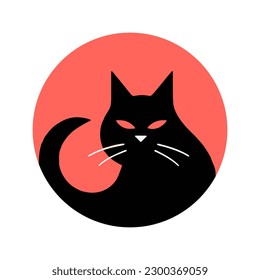 spy mysterious black cat logo with red eye in circle