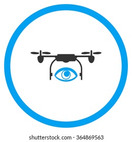 Spy Nanocopter vector icon. Style is bicolor flat circled symbol, blue and gray colors, rounded angles, white background.