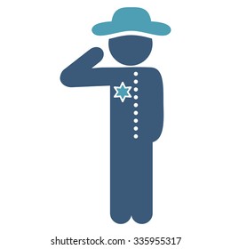 Spy Officer vector icon. Style is bicolor flat symbol, cyan and blue colors, rounded angles, white background.