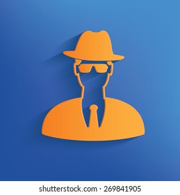 Spy on blue background,clean vector