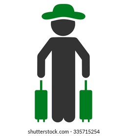 Spy Passenger vector icon. Style is bicolor flat symbol, green and gray colors, rounded angles, white background.