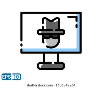 spy pc filled line style icon can be used for web and mobile on white background. EPS 10