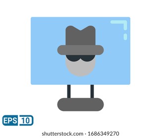 spy pc flat style icon can be used for web and mobile on white background. EPS 10