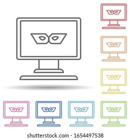 Spy in pc in multi color style icon. Simple thin line, outline vector of virus antivirus icons for ui and ux, website or mobile application