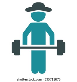 Spy Power Lifting vector icon. Style is bicolor flat symbol, soft blue colors, rounded angles, white background.