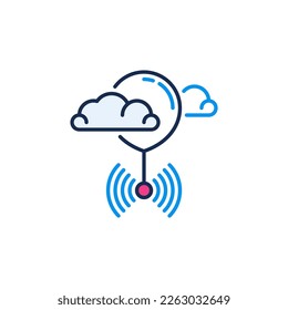 Spy Radiosonde Flying in Clouds vector concept colored icon or design element