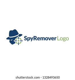 Spy Remover Logo Icon, Silhouette Spy With Reticle Logo