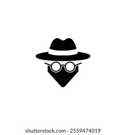 Spy Secret Agent logo, Private Incognito Mode Icon, Secure Browsing. Anonymous spy Agent Vector