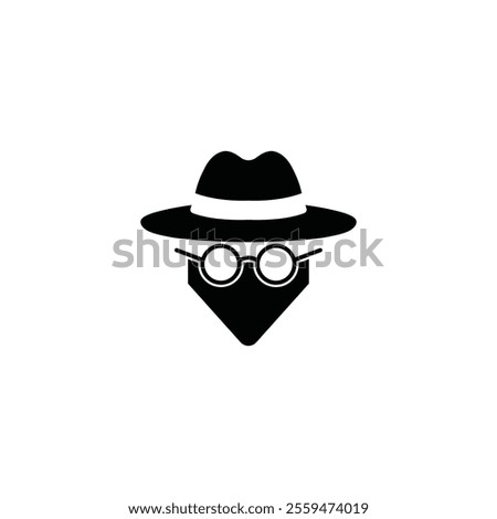 Spy Secret Agent logo, Private Incognito Mode Icon, Secure Browsing. Anonymous spy Agent Vector