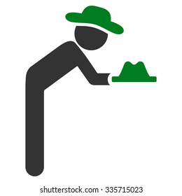 Spy Servant vector icon. Style is bicolor flat symbol, green and gray colors, rounded angles, white background.