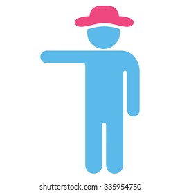 Spy Show vector icon. Style is bicolor flat symbol, pink and blue colors, rounded angles, white background.