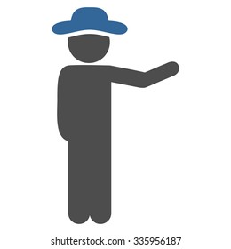 Spy Show vector icon. Style is bicolor flat symbol, cobalt and gray colors, rounded angles, white background.