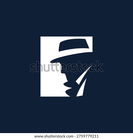 spy silhouette man head in hat