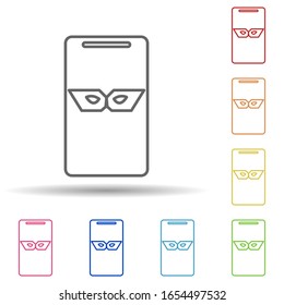 Spy in smart phone in multi color style icon. Simple thin line, outline vector of virus antivirus icons for ui and ux, website or mobile application