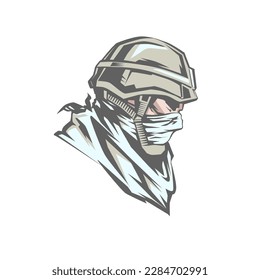 Spy soldier vector close up illustration