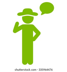 Spy Speech vector icon. Style is flat symbol, eco green color, rounded angles, white background.