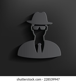 Spy symbol on black background,clean vector