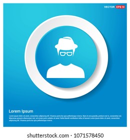 Spy User icon Abstract Blue Web Sticker Button