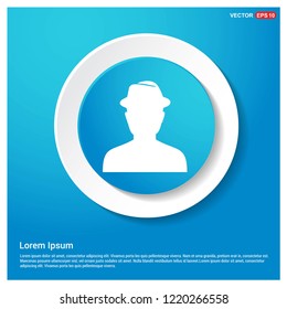 Spy User icon Abstract Blue Web Sticker Button - Free vector icon