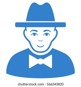 Spy vector icon. Flat cobalt symbol. Pictogram is isolated on a white background. Designed for web and software interfaces.