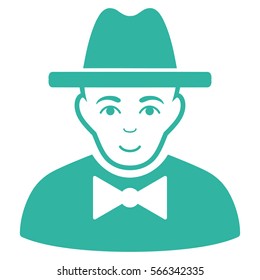 Spy vector icon. Flat cyan symbol. Pictogram is isolated on a white background. Designed for web and software interfaces.