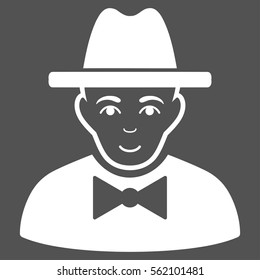 Spy vector icon. Flat white symbol. Pictogram is isolated on a gray background. Designed for web and software interfaces.