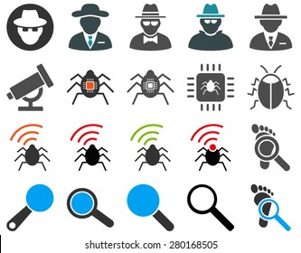 Spy vector icon set. Symbols on a white background.