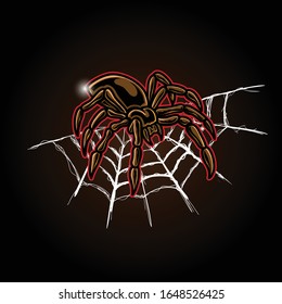 Spyder-Maskottlogo. Tarantula Maskottlogo-Illustration mit Hintergrund.