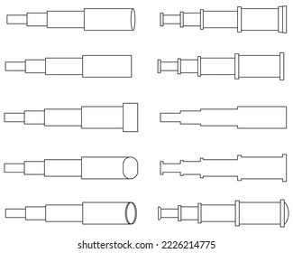 Vector de colección Spyglass sobre fondo blanco aislado